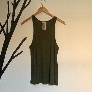 Free People flowy army green ribbed tank